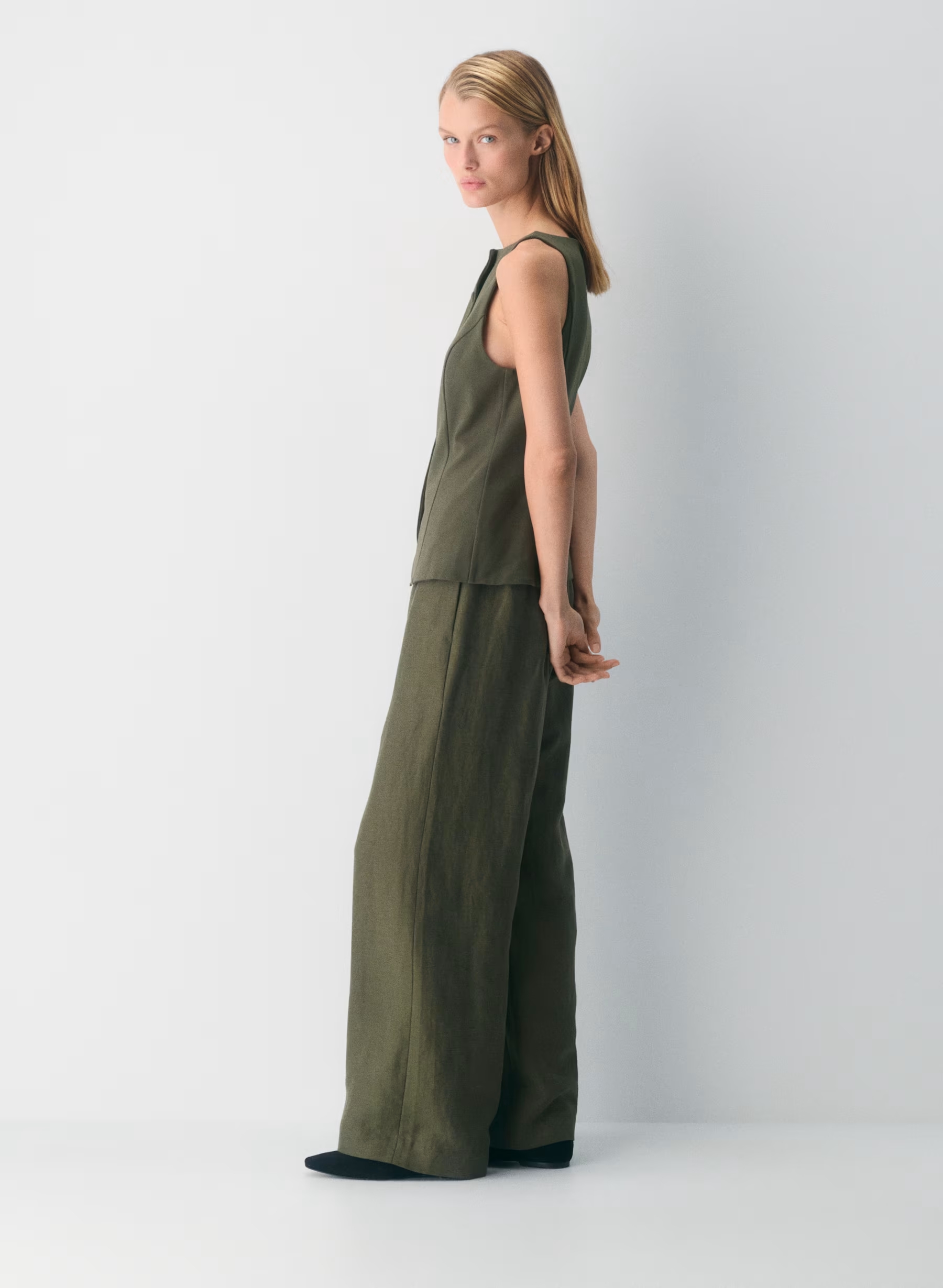 High-rise relaxed wide-leg linen pants(Buy 2 Free Shipping)