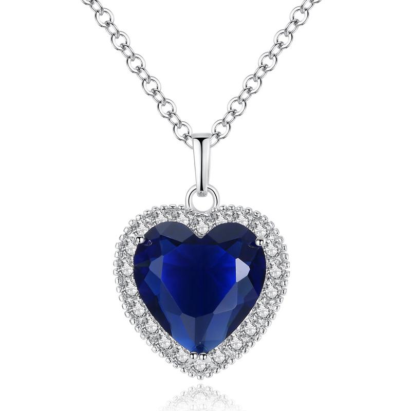 Product Introduction of [JYXLL006] Heart of the Ocean Artificial Gemstone Love Necklace Anniversary Auspicious Birthday Daily Engagement Wedding 0