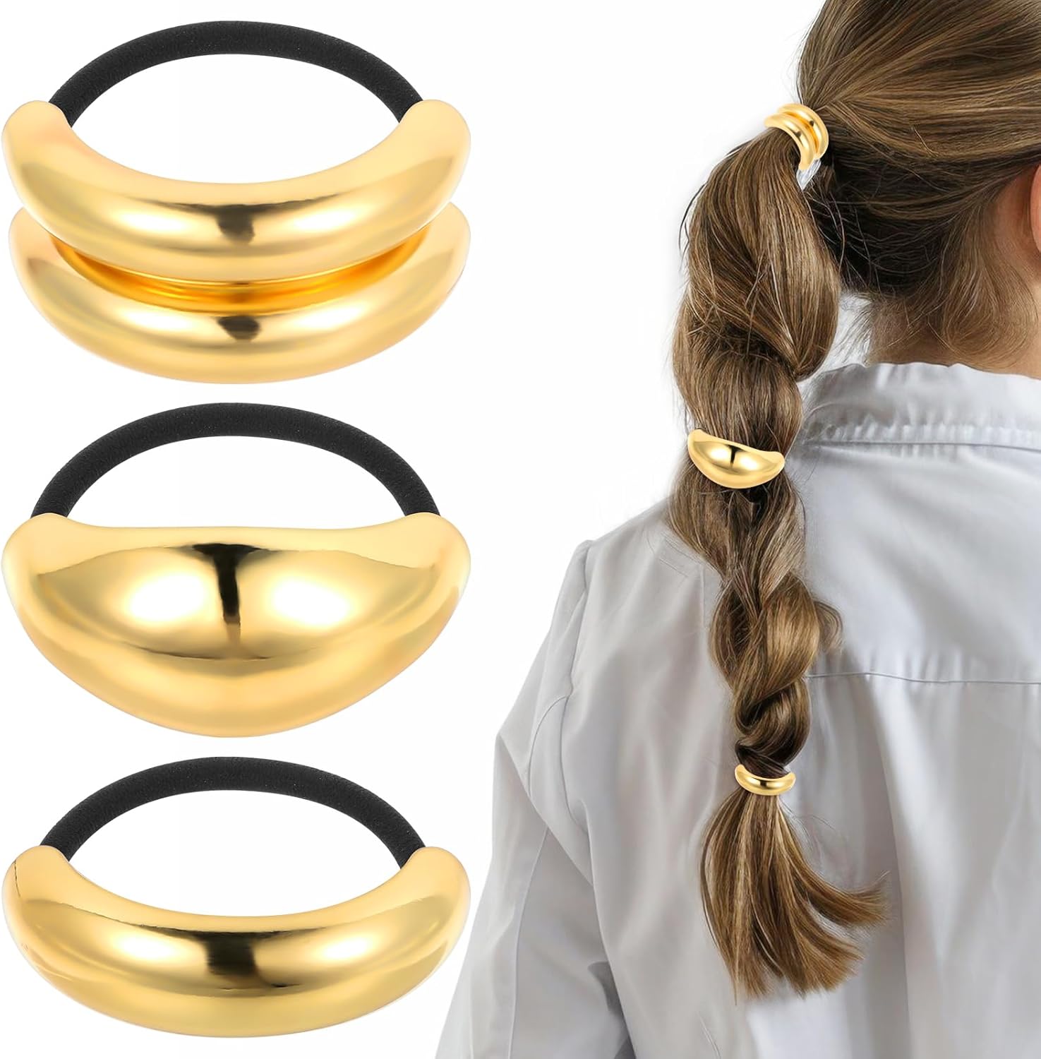 GIFTS FOR LOVED ONES🔥Glossy Gold Hair Cuffs Metal Hair Tie