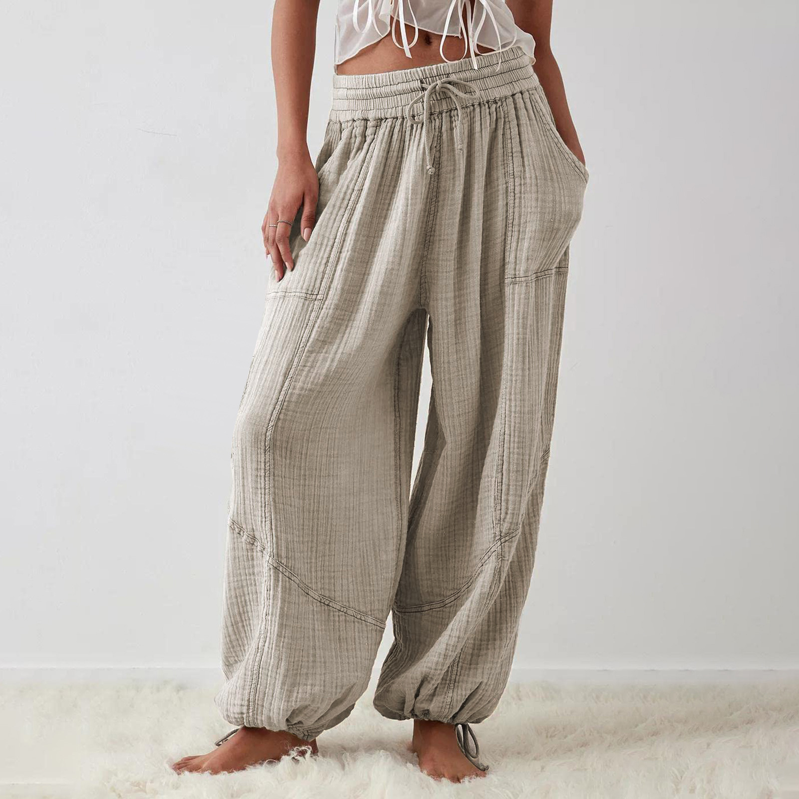 Casual Drawstring Wide Leg Pants(BUY 2 FREE SHIPPING)