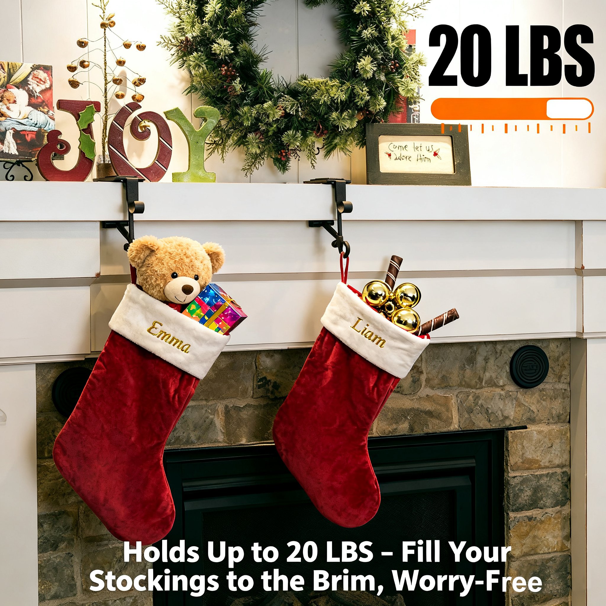 Fireplace Stocking and Garland Hanger