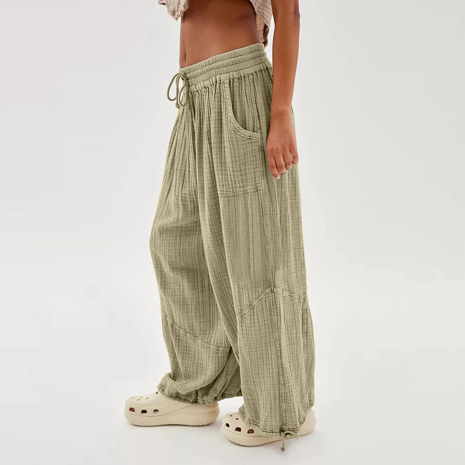 Casual Drawstring Wide Leg Pants(BUY 2 FREE SHIPPING)