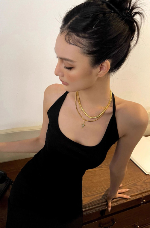 Gold Double - Layered Cross Necklace