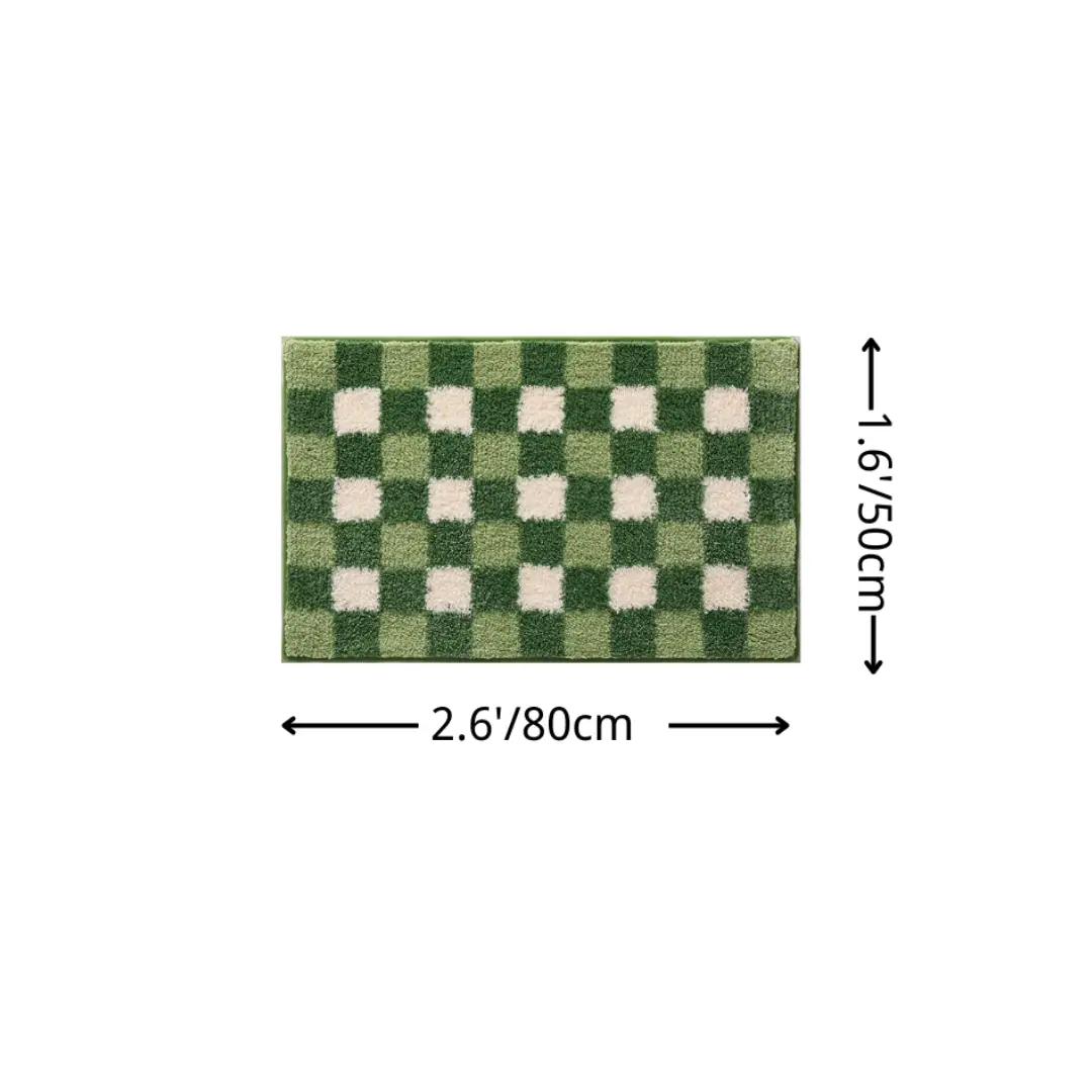 Soft Grid Pattern Flocked Rug