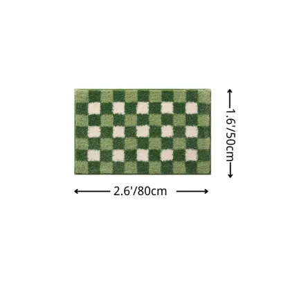 Soft Grid Pattern Flocked Rug