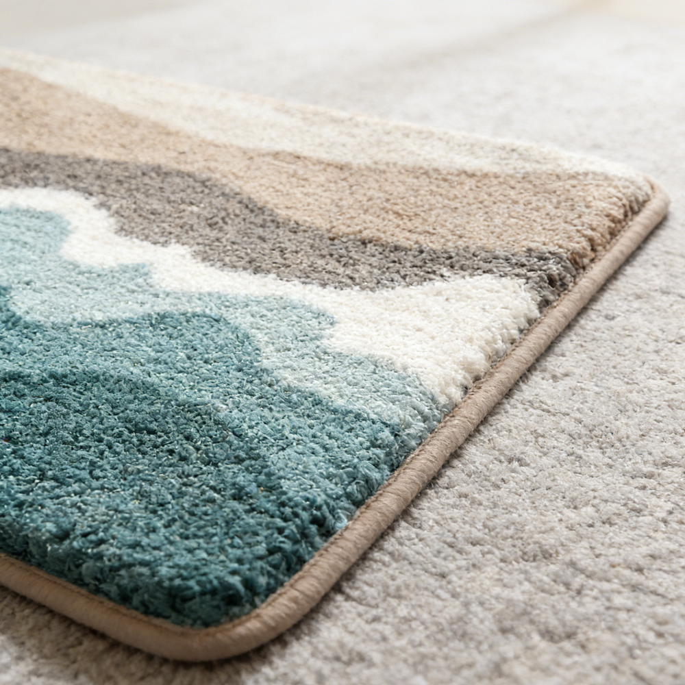 Beach Wave Layered Flocked Rug