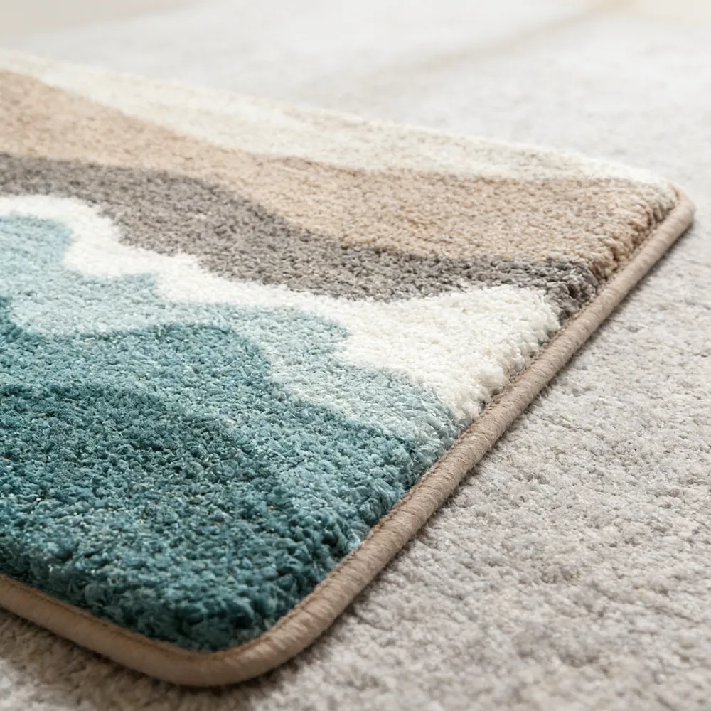 Beach Wave Layered Flocked Rug
