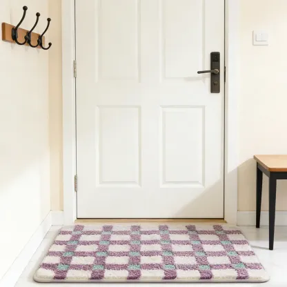 Violet Grid Home Flocked Rug