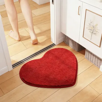 Romantic Red Heart Flocked Rug