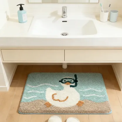 Sea-Exploring Duckling Flocked Rug