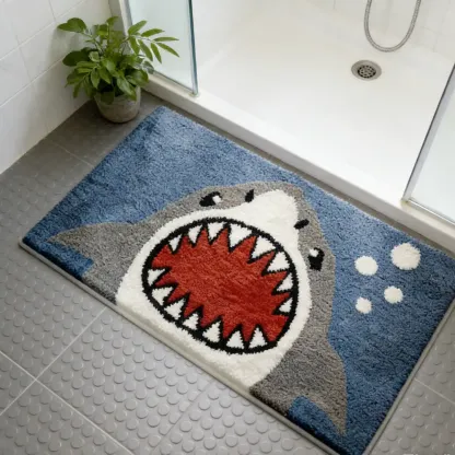 Ocean Predator Shark Flocked Rug