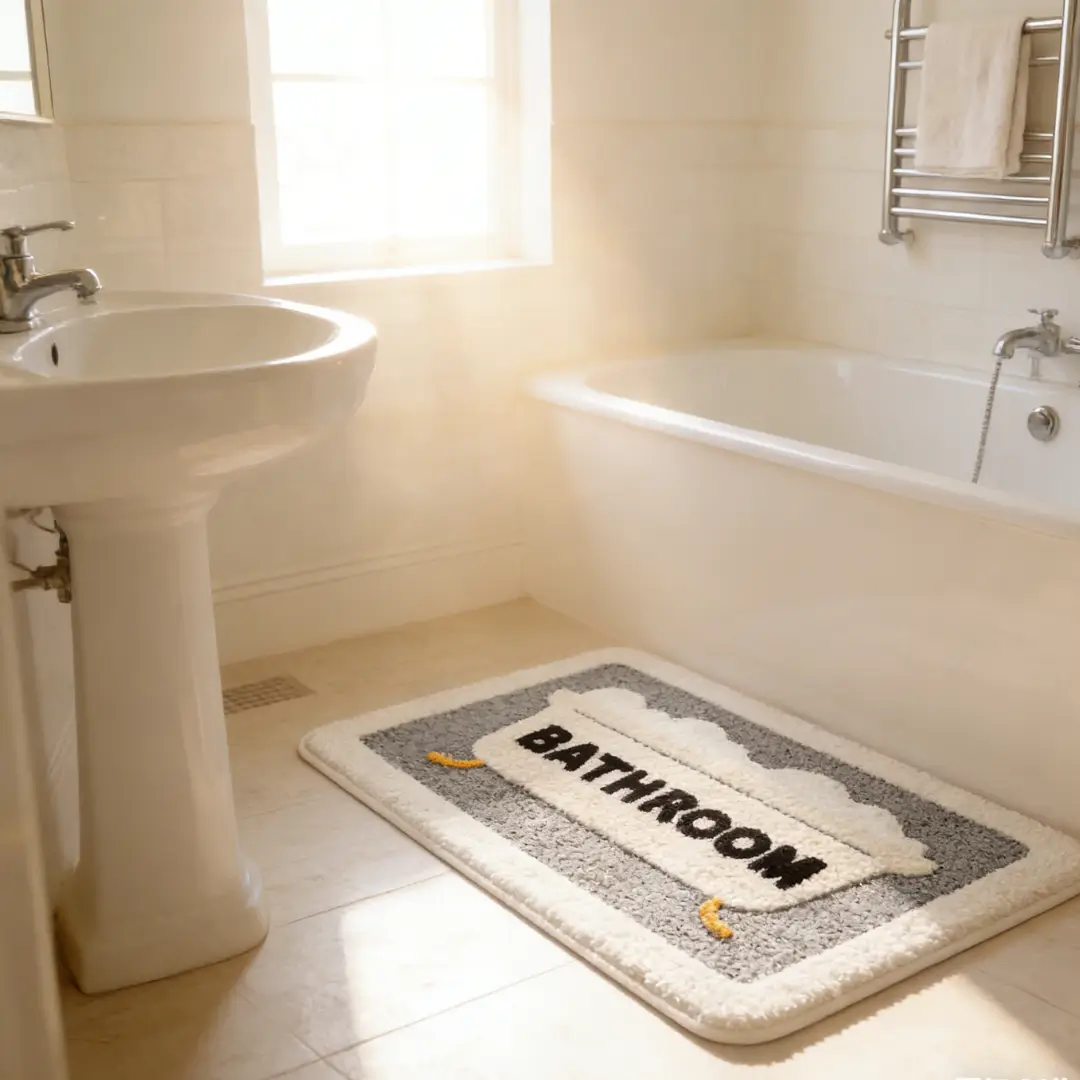 Bathroom Bubble Flocked Rug