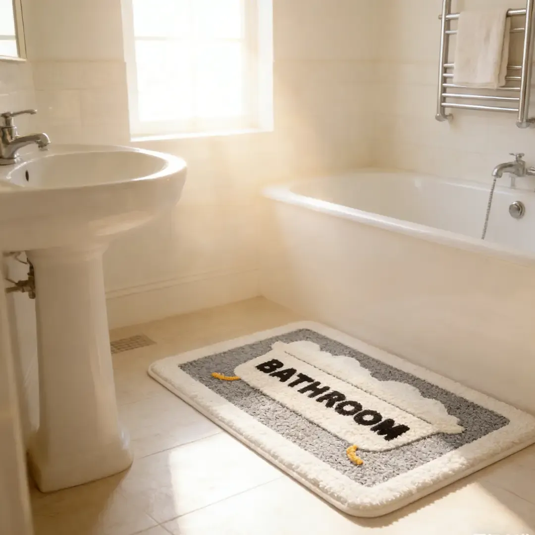 Bathroom Bubble Flocked Rug