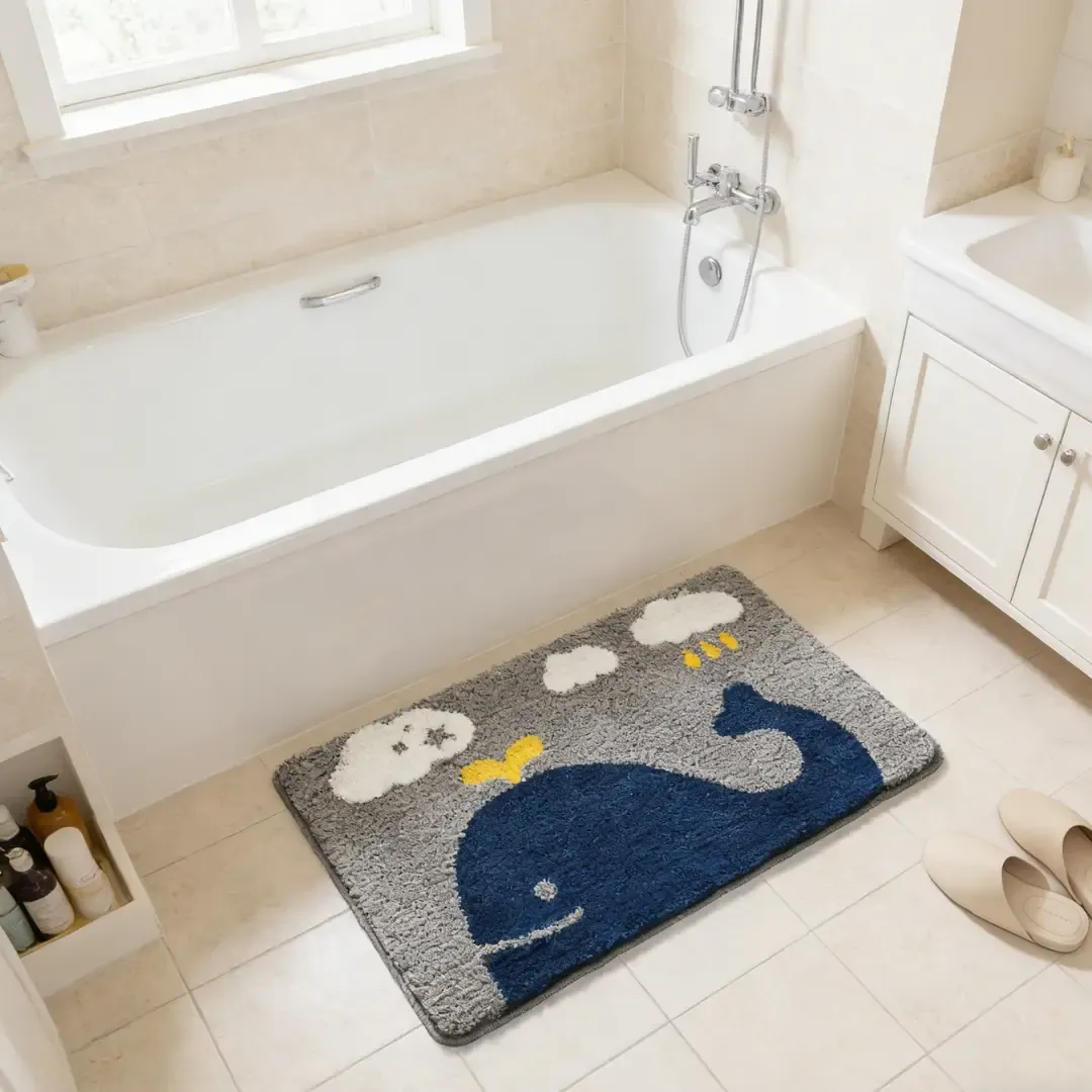 Nautical Whale Flocked Rug