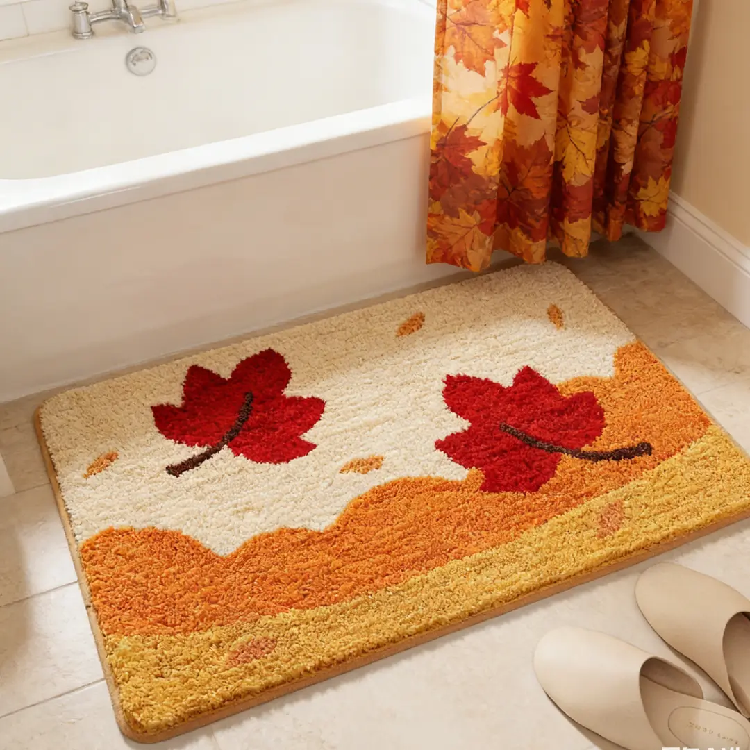Autumn Maple Leaf Flocked Rug