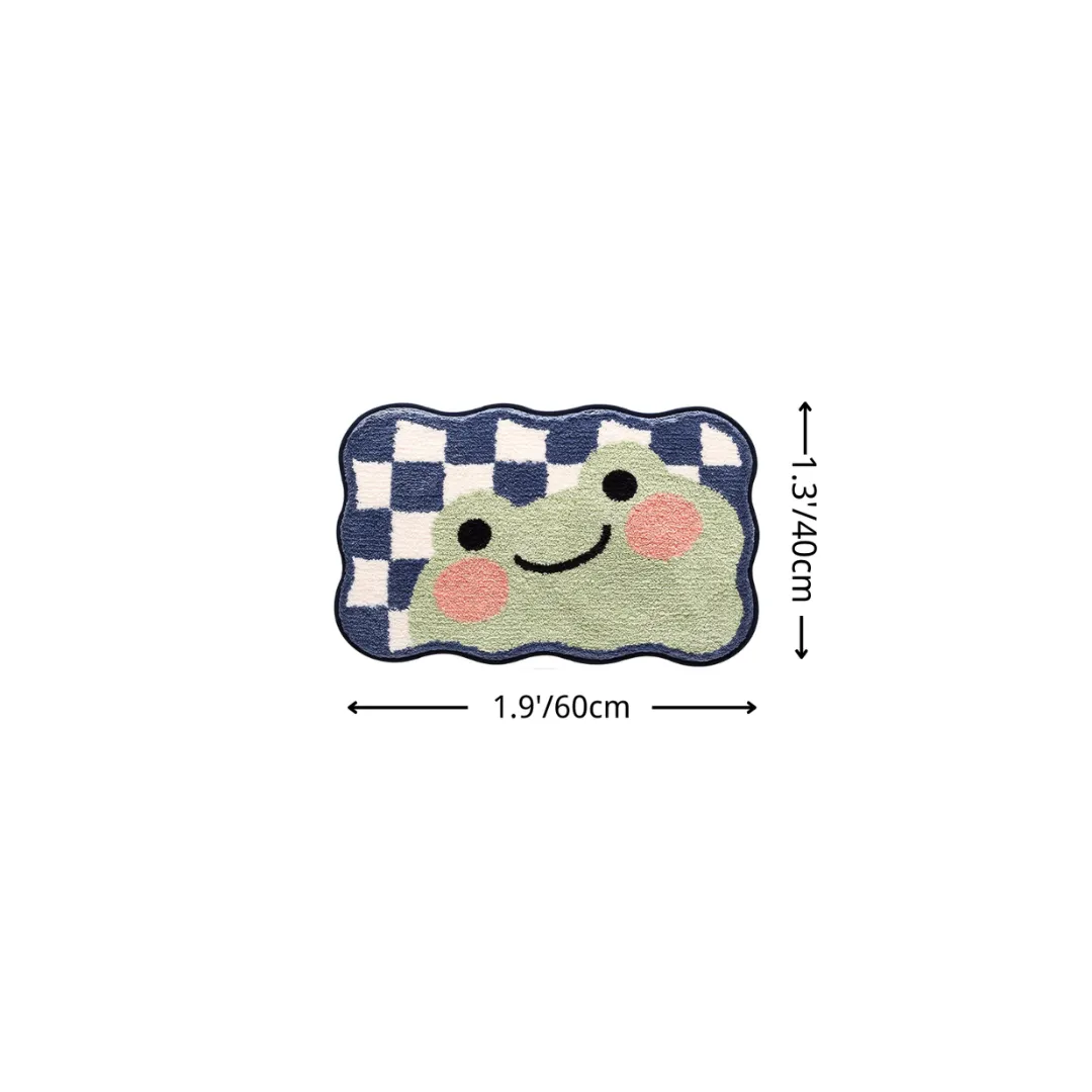 Smiley Frog Flocked Rug
