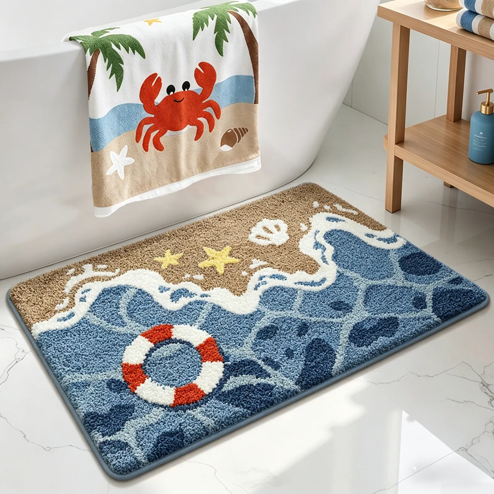 Seaside Tide Fun Flocked Rug