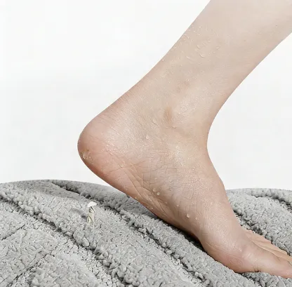 Wave Pattern Absorbent Bathroom Flocked Rug