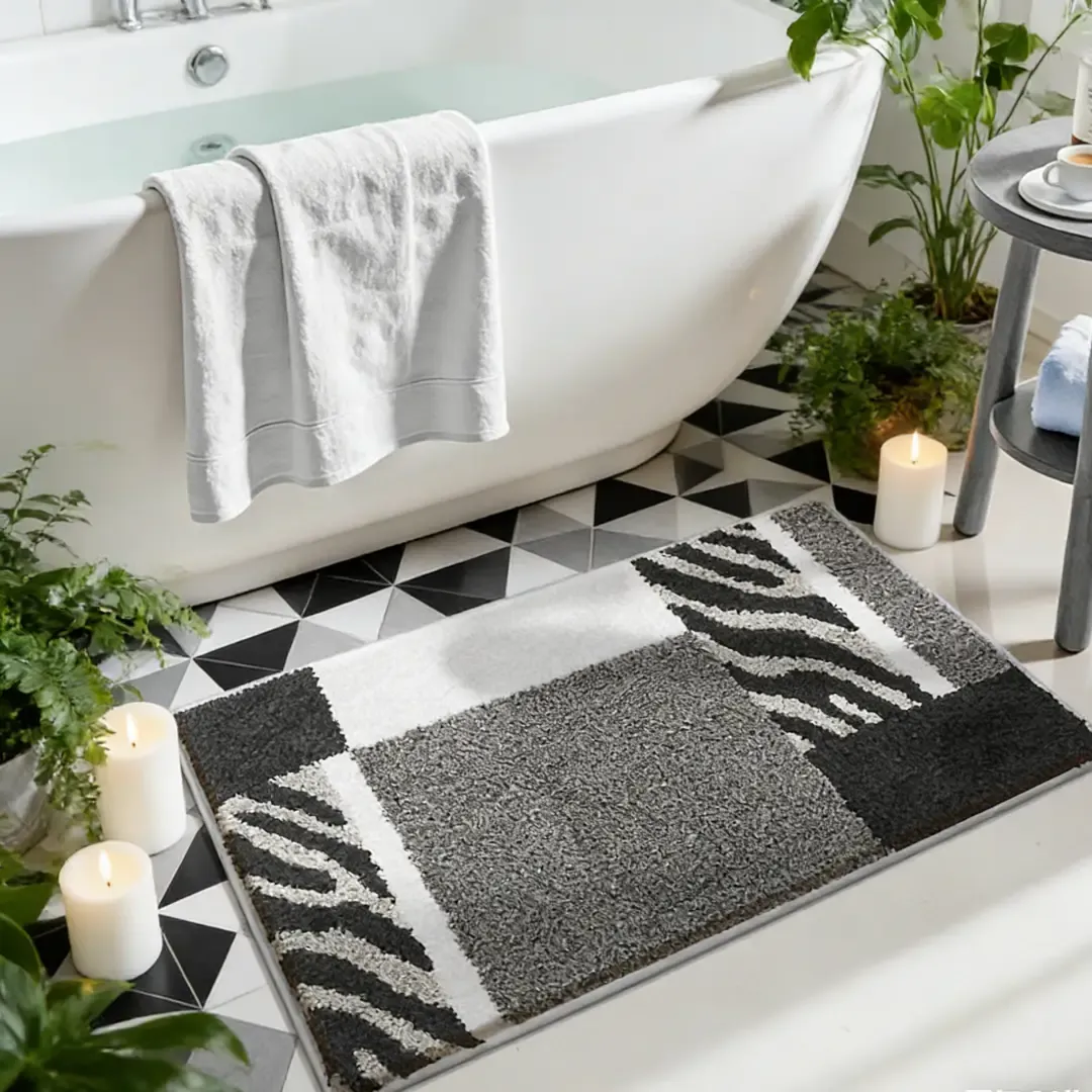 Zebra Stripe Block Flocked Rug