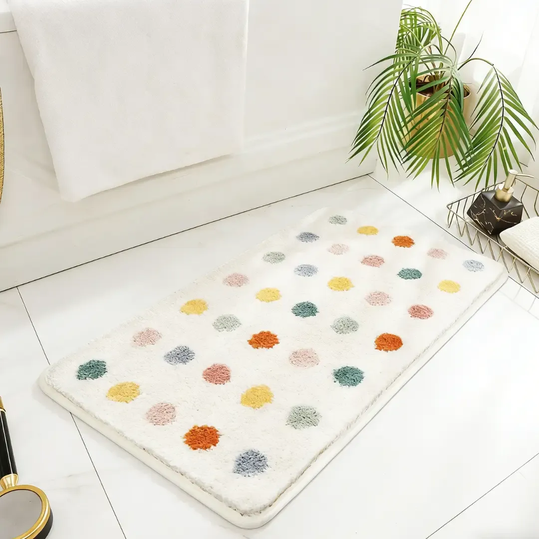 Colorful Polka Dot Flocked Rug