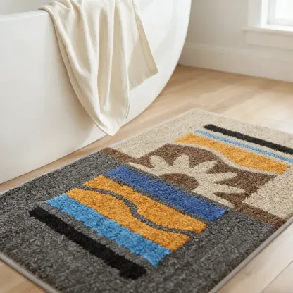 Tropical Sunburst Flocked Rug