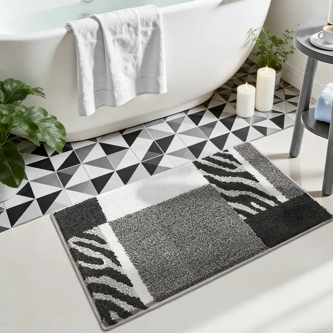 Zebra Stripe Block Flocked Rug