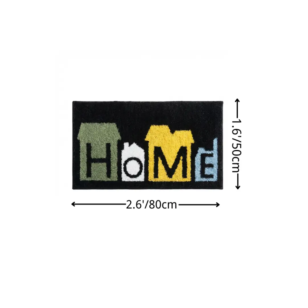 Warm Home Typography Flocked Rug