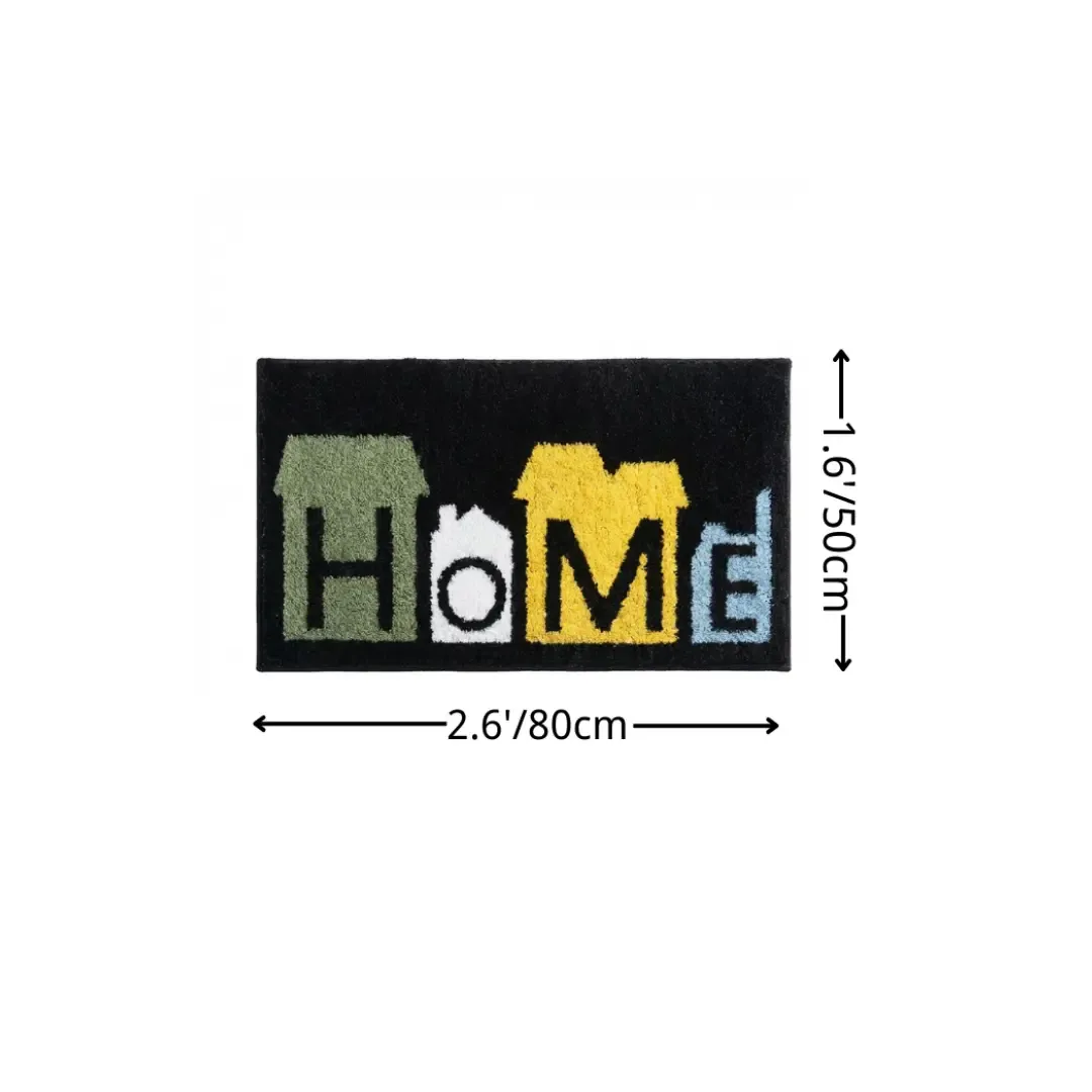 Warm Home Typography Flocked Rug