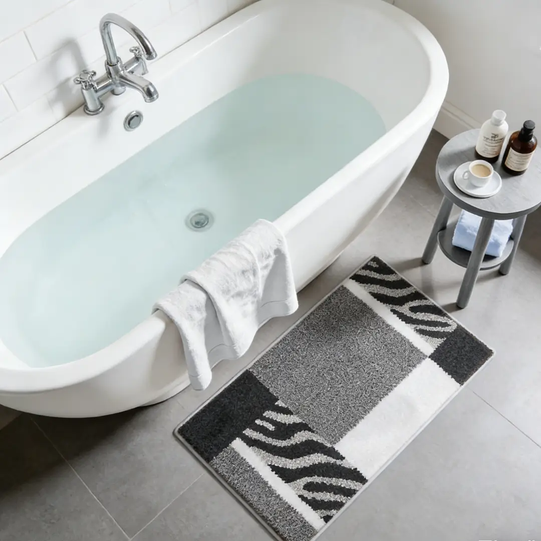 Zebra Stripe Block Flocked Rug