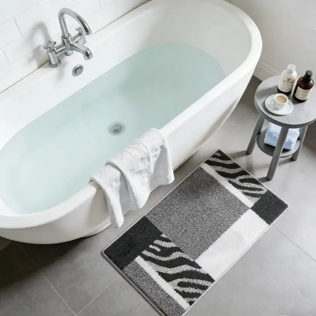 Zebra Stripe Block Flocked Rug