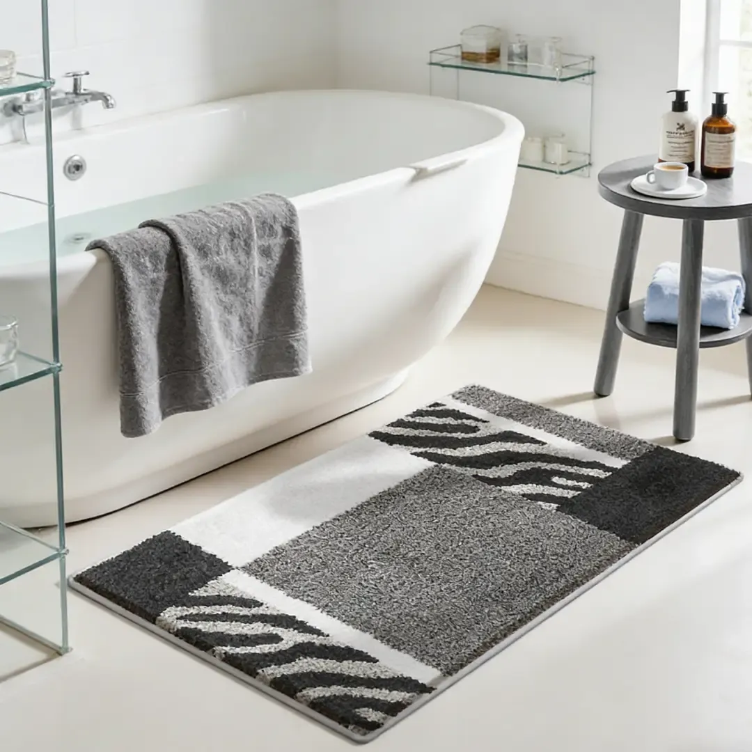 Zebra Stripe Block Flocked Rug