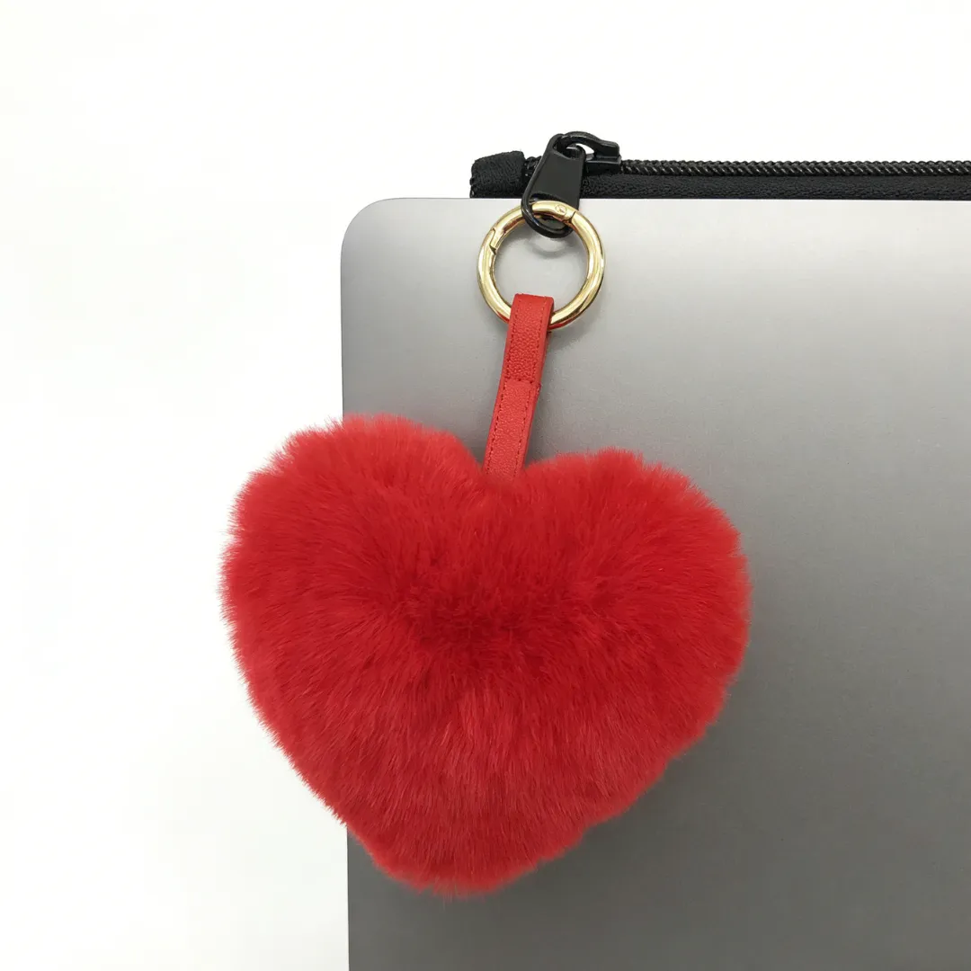 Heart Plush Keychain Bag Charm