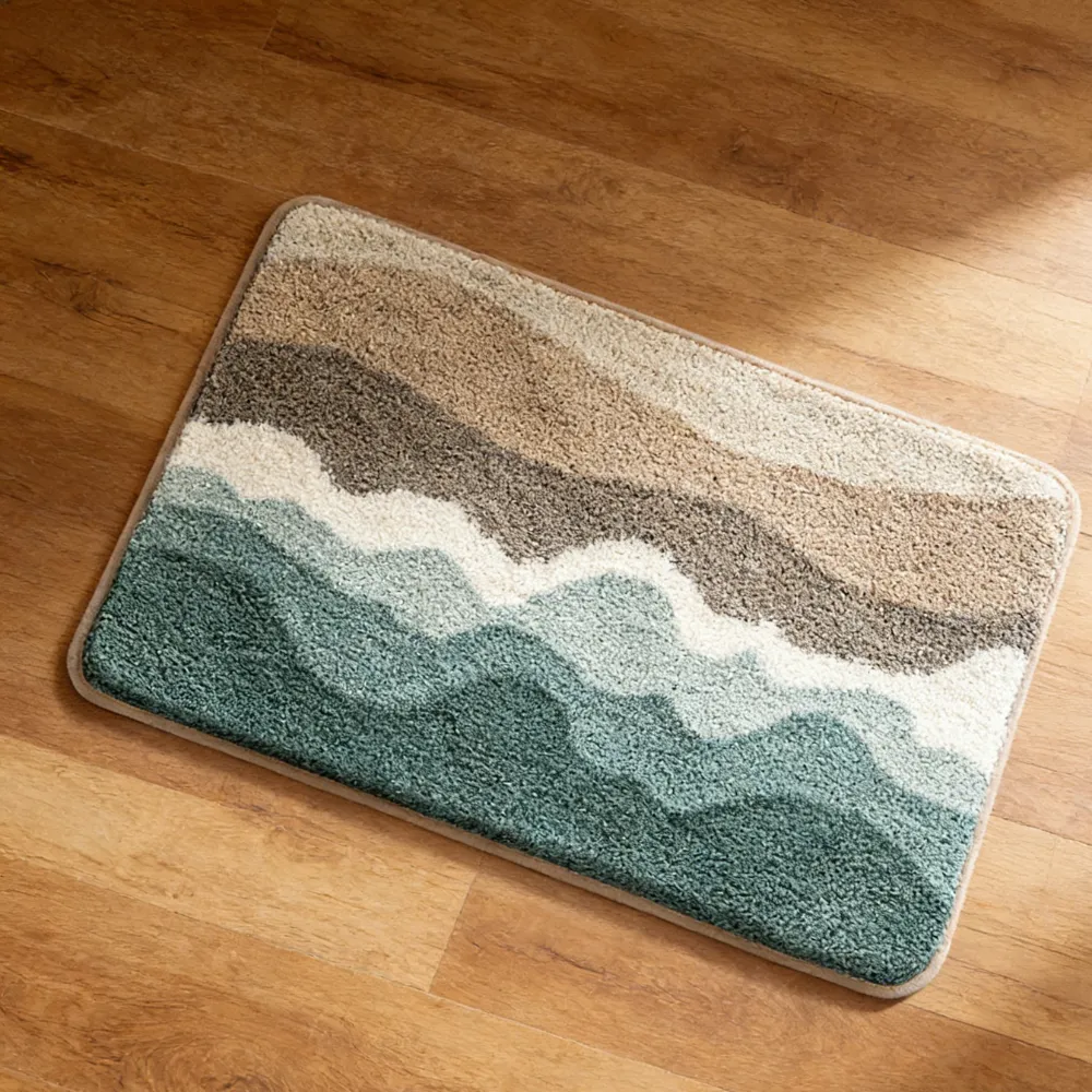 Beach Wave Layered Flocked Rug