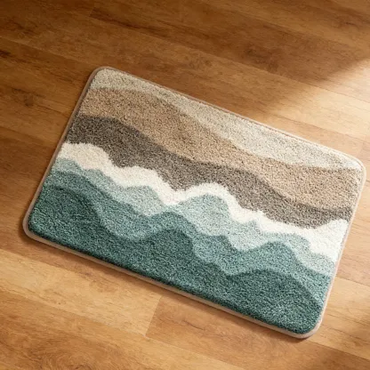 Beach Wave Layered Flocked Rug