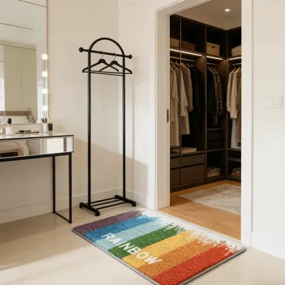 Rainbow Stripe Bathroom Flocked Rug