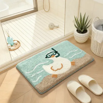 Sea-Exploring Duckling Flocked Rug