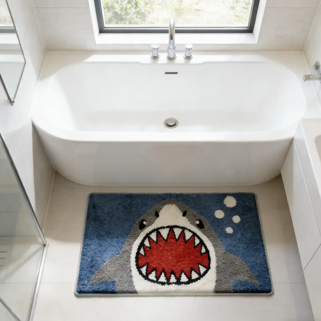 Ocean Predator Shark Flocked Rug
