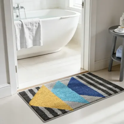 Geometric Color Pop Flocked Rug