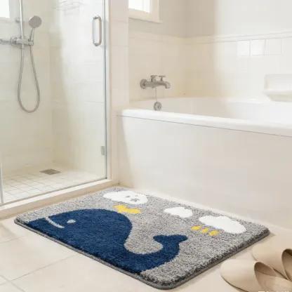 Nautical Whale Flocked Rug