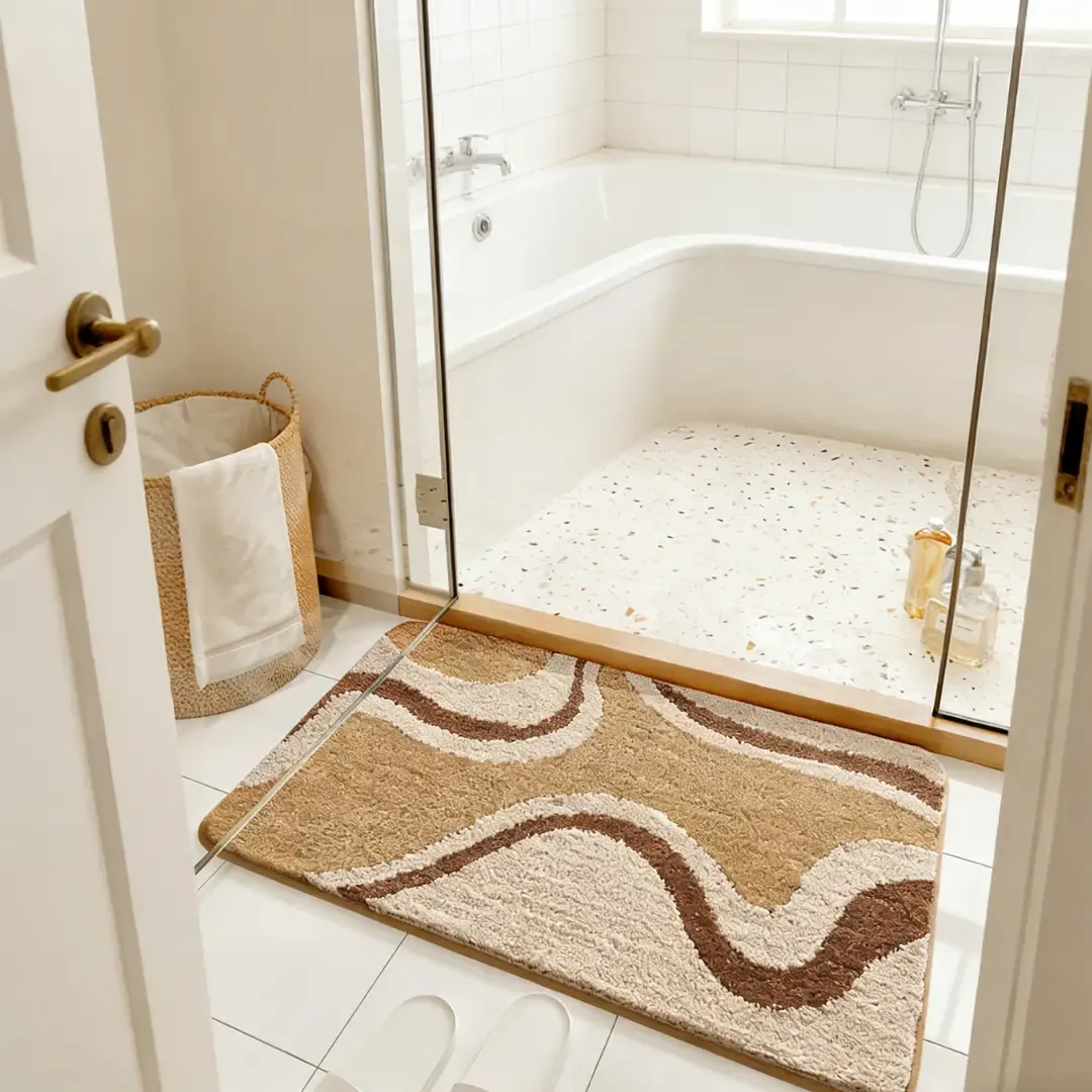 Earth Tone Swirl Flocked Rug