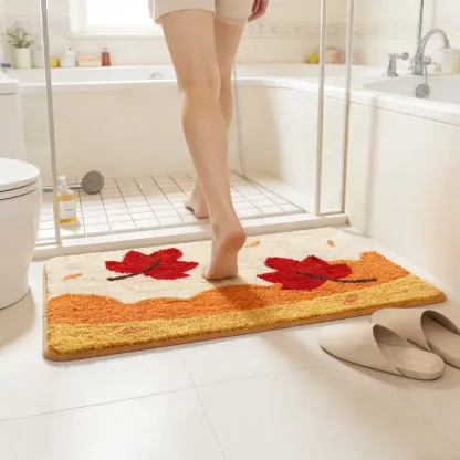 Autumn Maple Leaf Flocked Rug