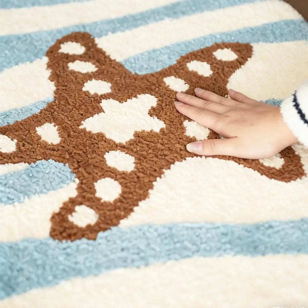 Coastal Starfish Flocked Rug