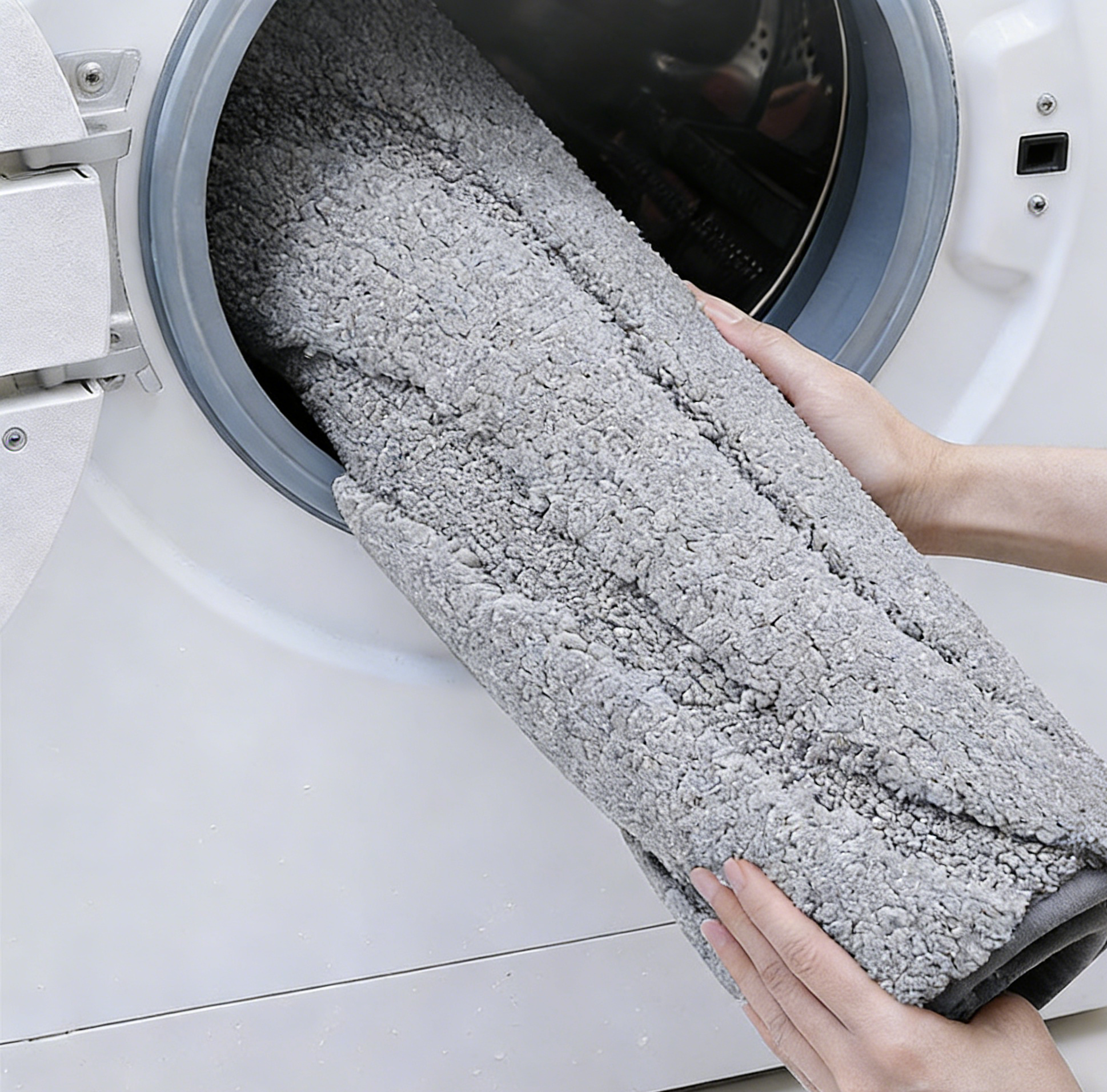 Wave Pattern Absorbent Bathroom Flocked Rug