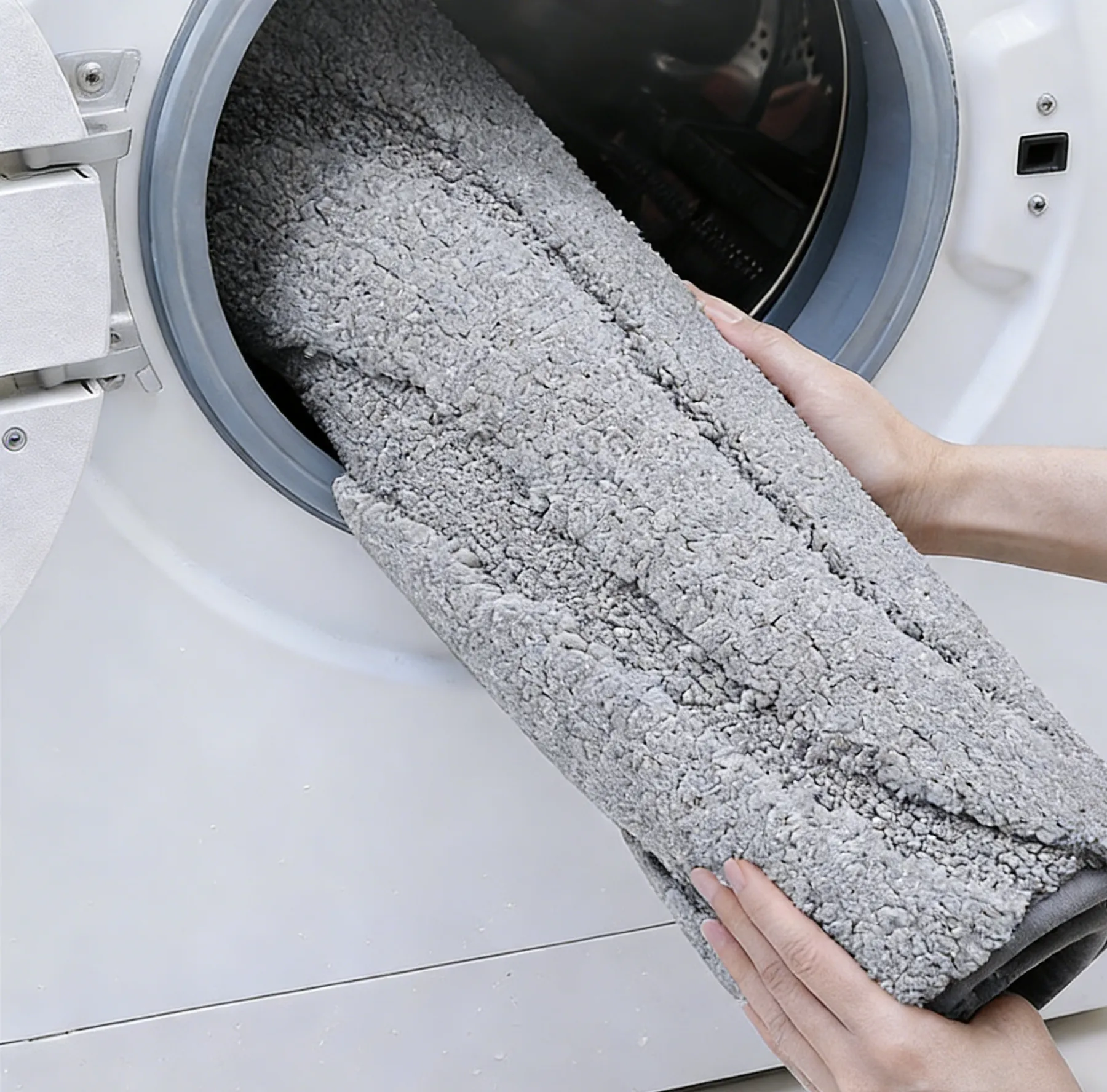 Wave Pattern Absorbent Bathroom Flocked Rug