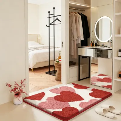 Valentine Heart Bath Flocked Rug