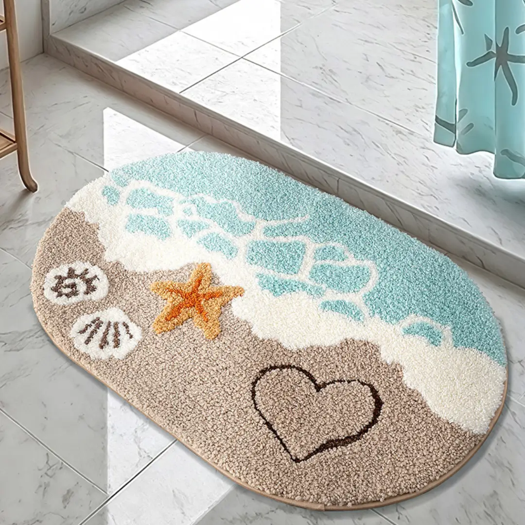 Coastal Wave Flocked Rug