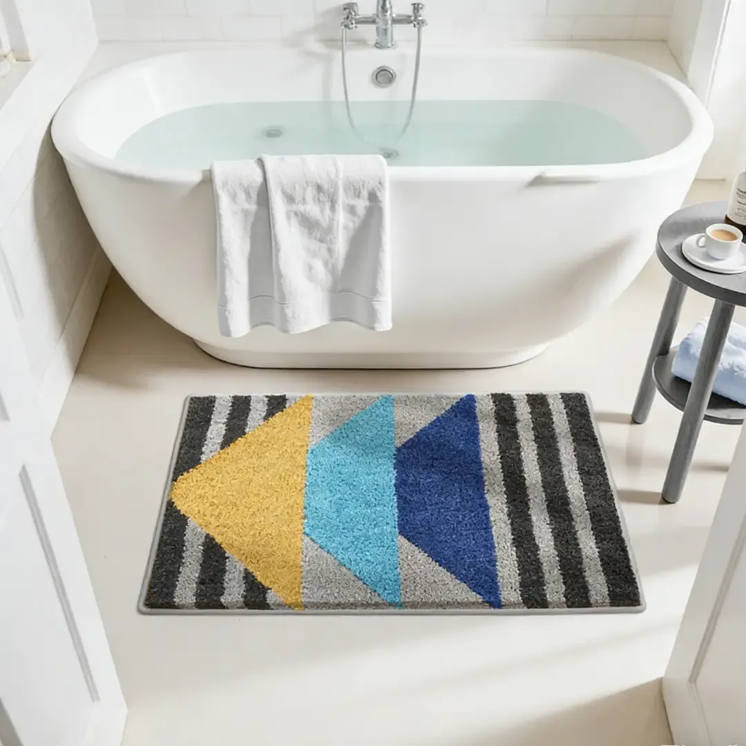 Geometric Color Pop Flocked Rug