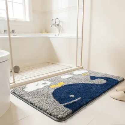 Nautical Whale Flocked Rug