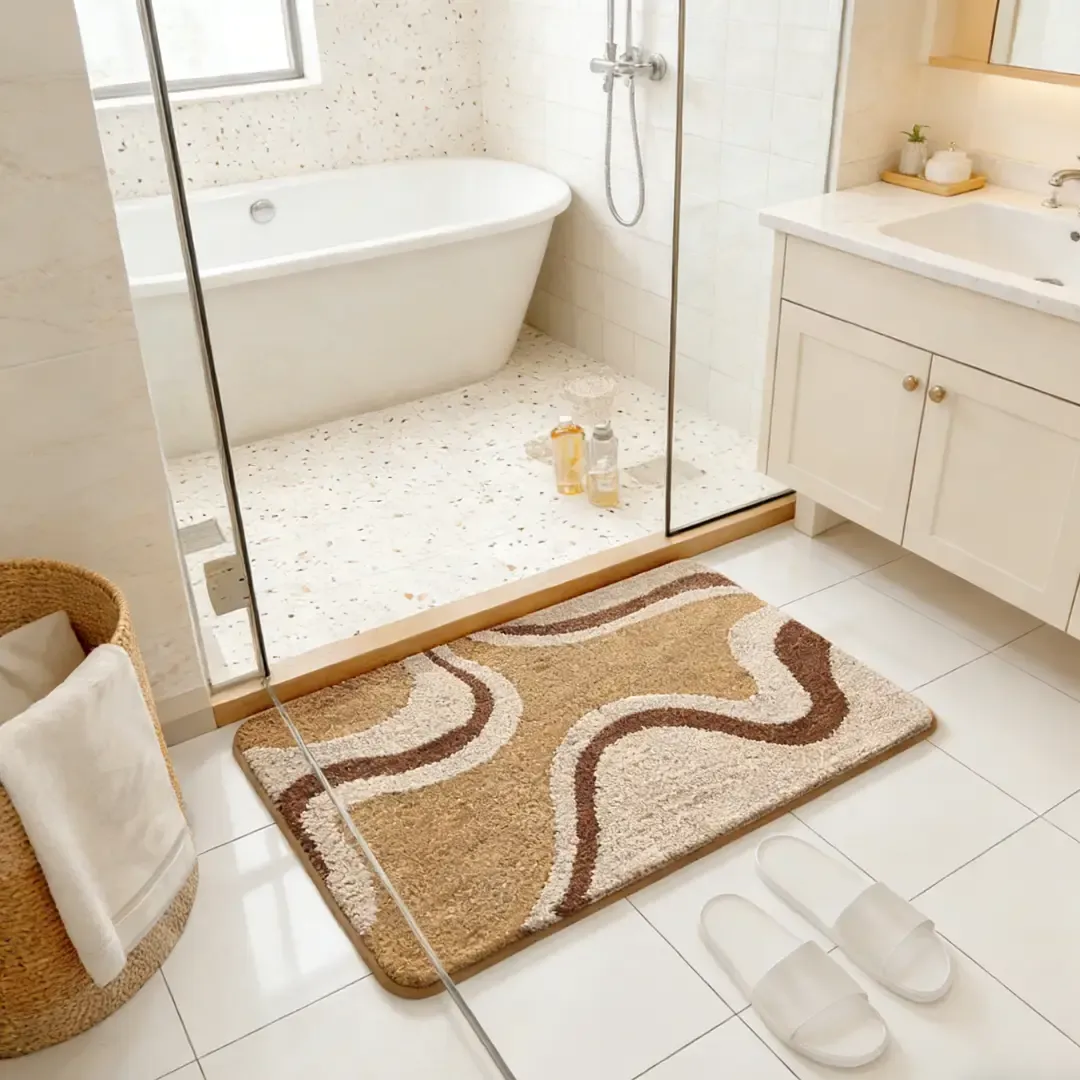 Earth Tone Swirl Flocked Rug