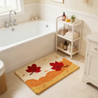 Autumn Maple Leaf Flocked Rug